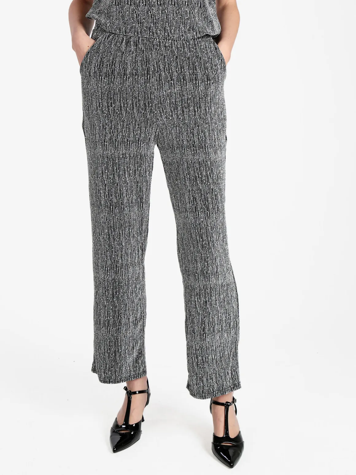 Solada Pantaloni donna in lurex con piccole borchie