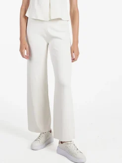 Solada Pantaloni donna in maglia a gamba larga - beige
