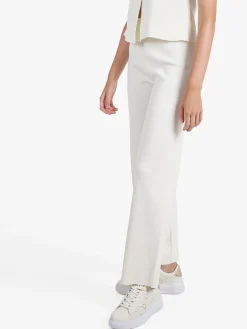 Solada Pantaloni donna in maglia a gamba larga - beige