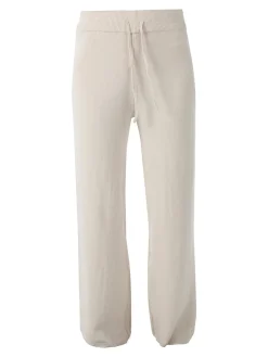 Solada Pantaloni donna in maglia a gamba larga con coulisse - beige