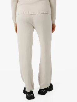 Solada Pantaloni donna in maglia a gamba larga con coulisse - beige