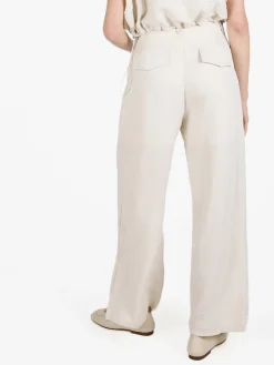 Solada Pantaloni donna in misto lino a gamba larga - beige