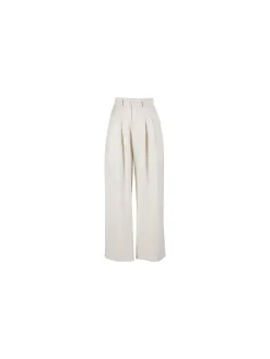 Solada Pantaloni donna in misto lino a gamba larga - beige