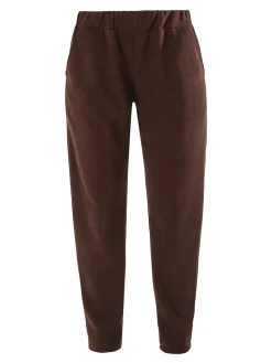 Solada Pantaloni donna in velluto con elastico in vita - moro