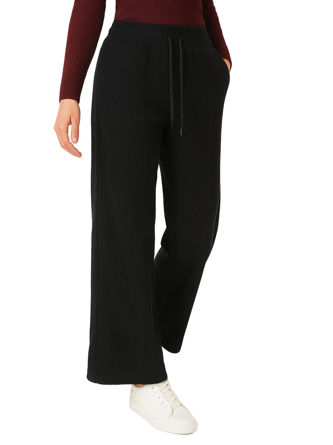Solada Pantaloni donna in velluto a coste con coulisse - nero