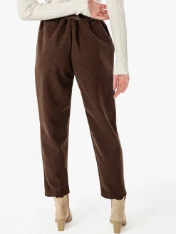 Solada Pantaloni donna invernali con elastico in vita e cintura - moro