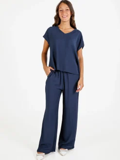 Solada Pantaloni donna in viscosa a gamba larga - verde