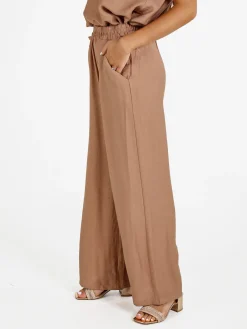 Solada Pantaloni donna in viscosa a gamba larga - khaki