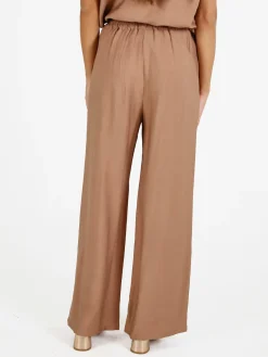 Solada Pantaloni donna in viscosa a gamba larga - khaki