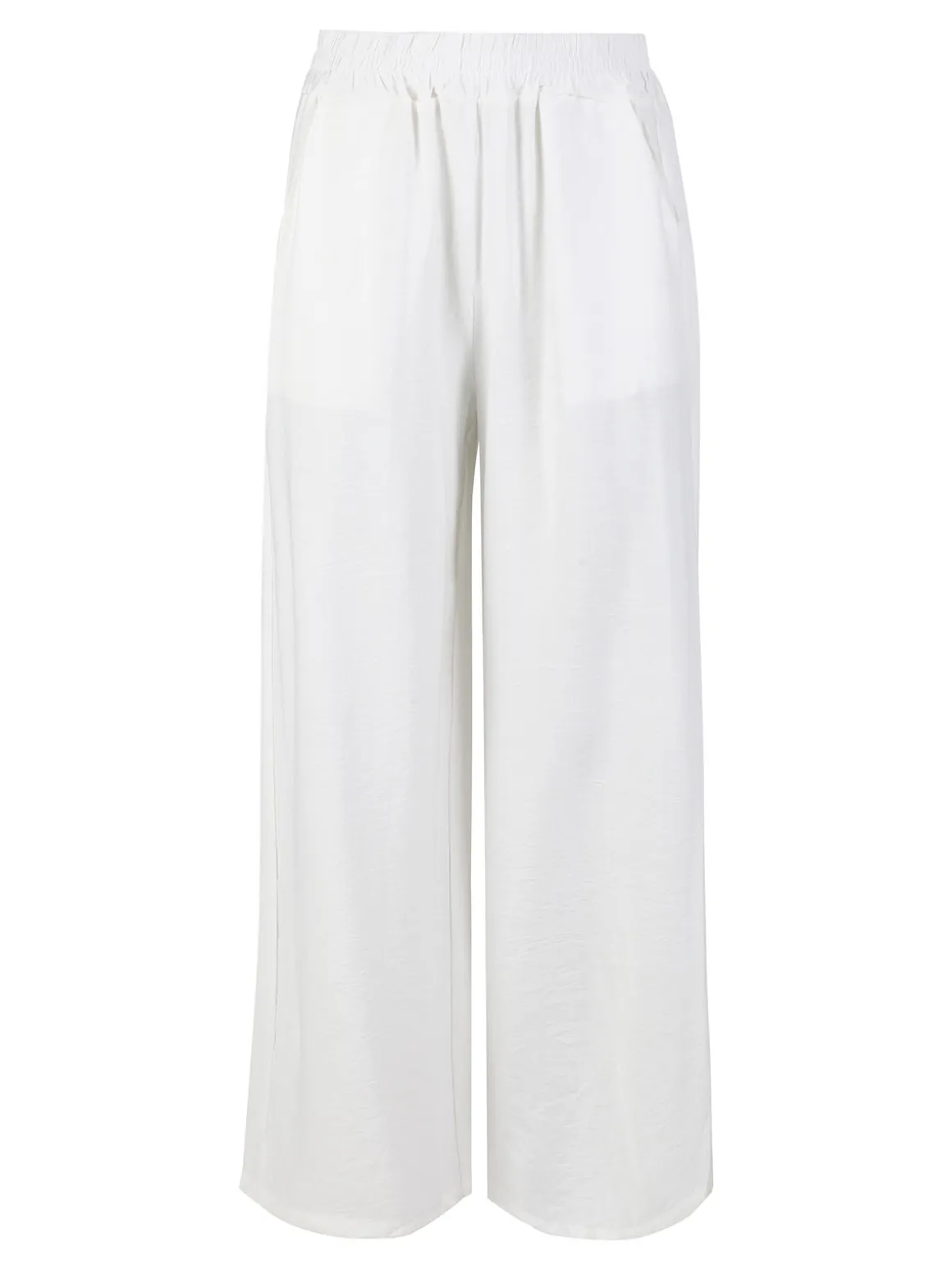 Solada Pantaloni donna in viscosa a gamba larga - bianco