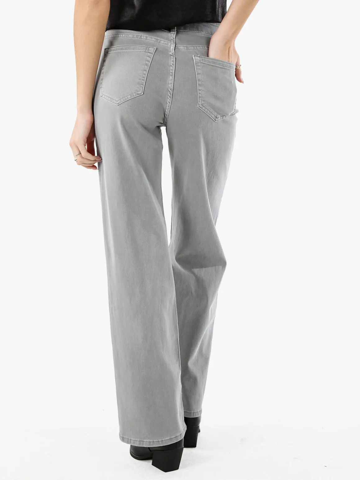 Solada Pantaloni donna jeans a gamba larga - grigio
