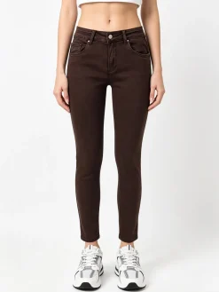 Solada Pantaloni donna jeans skinny taglie grandi - marrone