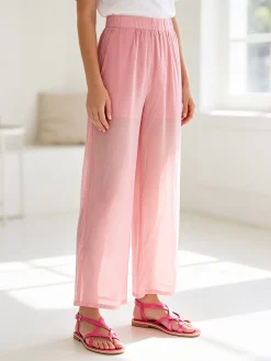 Solada Pantaloni donna leggeri a gamba larga - rosa