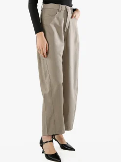 Solada Pantaloni donna leggeri a palloncino con vita alta - taupe