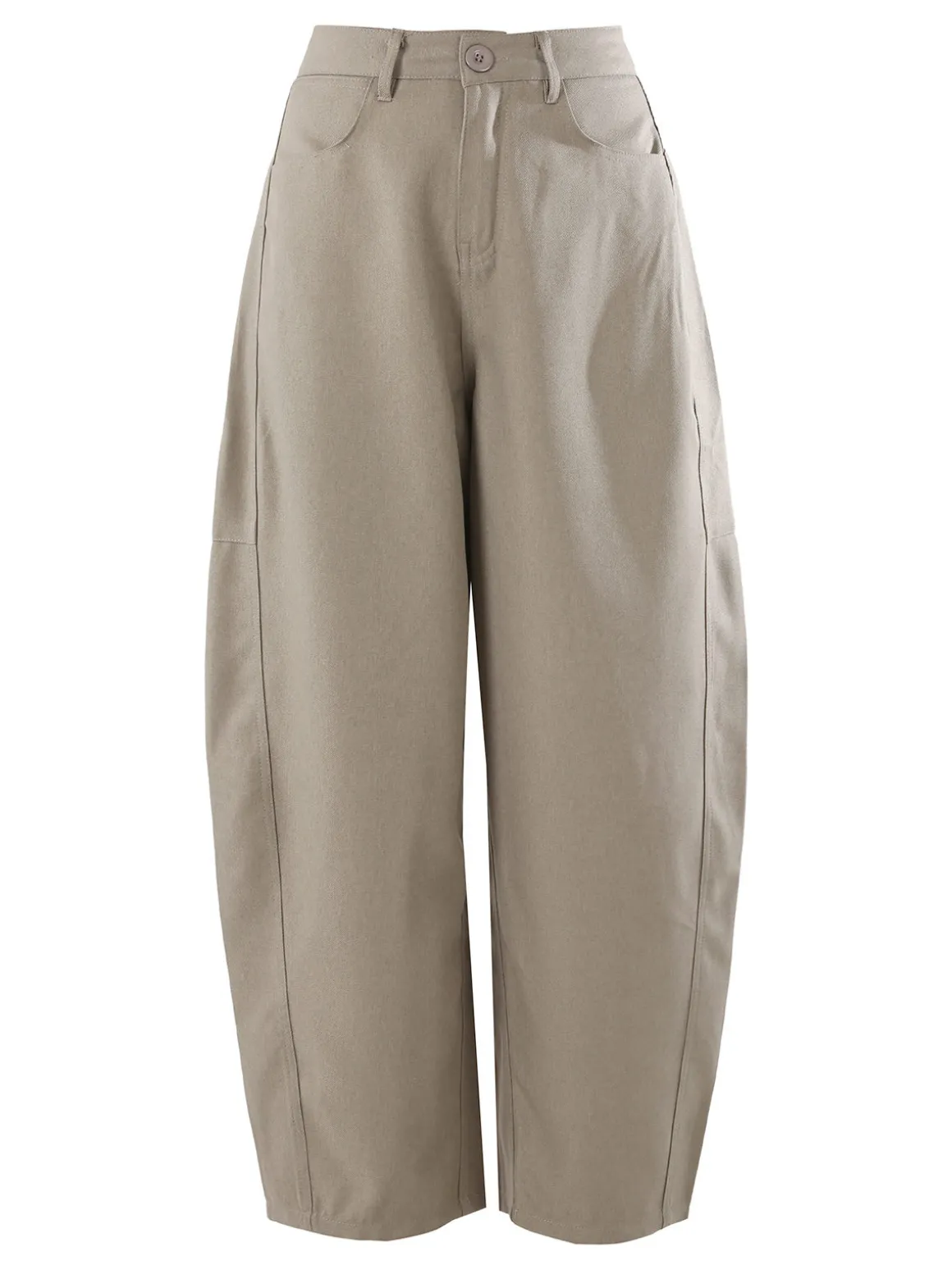 Solada Pantaloni donna leggeri a palloncino con vita alta - taupe