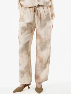 Solada Pantaloni donna leggeri con stampa texture - beige