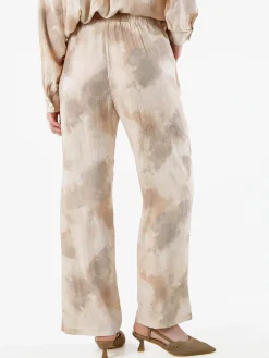 Solada Pantaloni donna leggeri con stampa texture - beige
