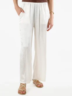Solada Pantaloni donna leggeri effetto lucido - bianco