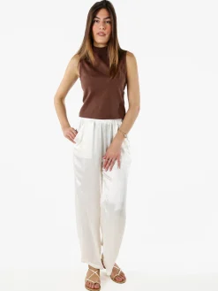 Solada Pantaloni donna leggeri effetto lucido - bianco