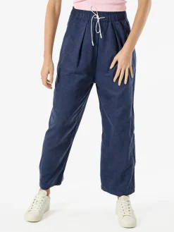 Solada Pantaloni donna leggeri a gamba larga con coulisse - blu scuro