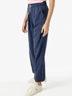Solada Pantaloni donna leggeri a gamba larga con coulisse - blu scuro