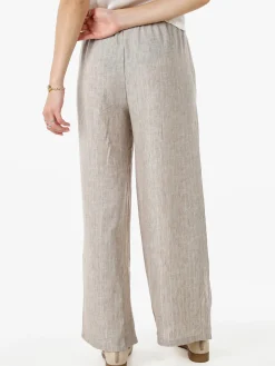 Solada Pantaloni donna leggeri con righe in lurex - beige