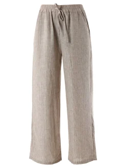 Solada Pantaloni donna leggeri con righe in lurex - beige