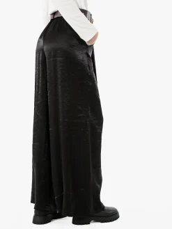 Solada Pantaloni donna leggeri a palazzo in tessuto cangiante - nero