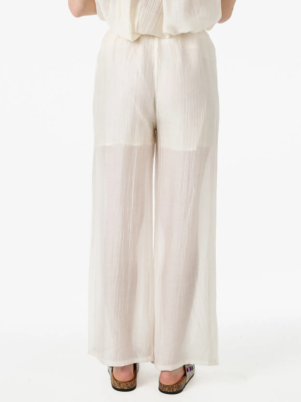 Solada Pantaloni donna leggeri a gamba larga - bianco
