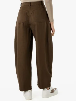 Solada Pantaloni donna leggeri a palloncino con vita alta - moro