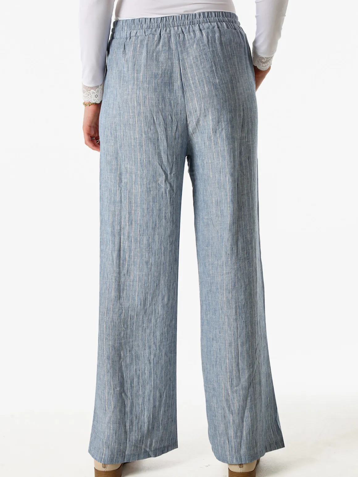 Solada Pantaloni donna leggeri con righe in lurex - blu