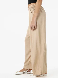 Solada Pantaloni donna leggeri in misto lino a gamba larga - beige