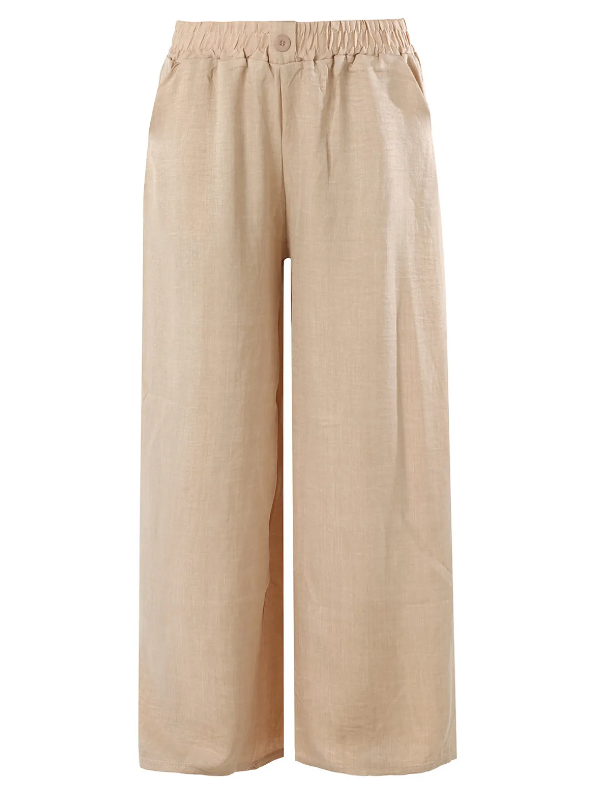 Solada Pantaloni donna leggeri in misto lino a gamba larga - beige