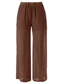 Solada Pantaloni donna leggeri a gamba larga - marrone