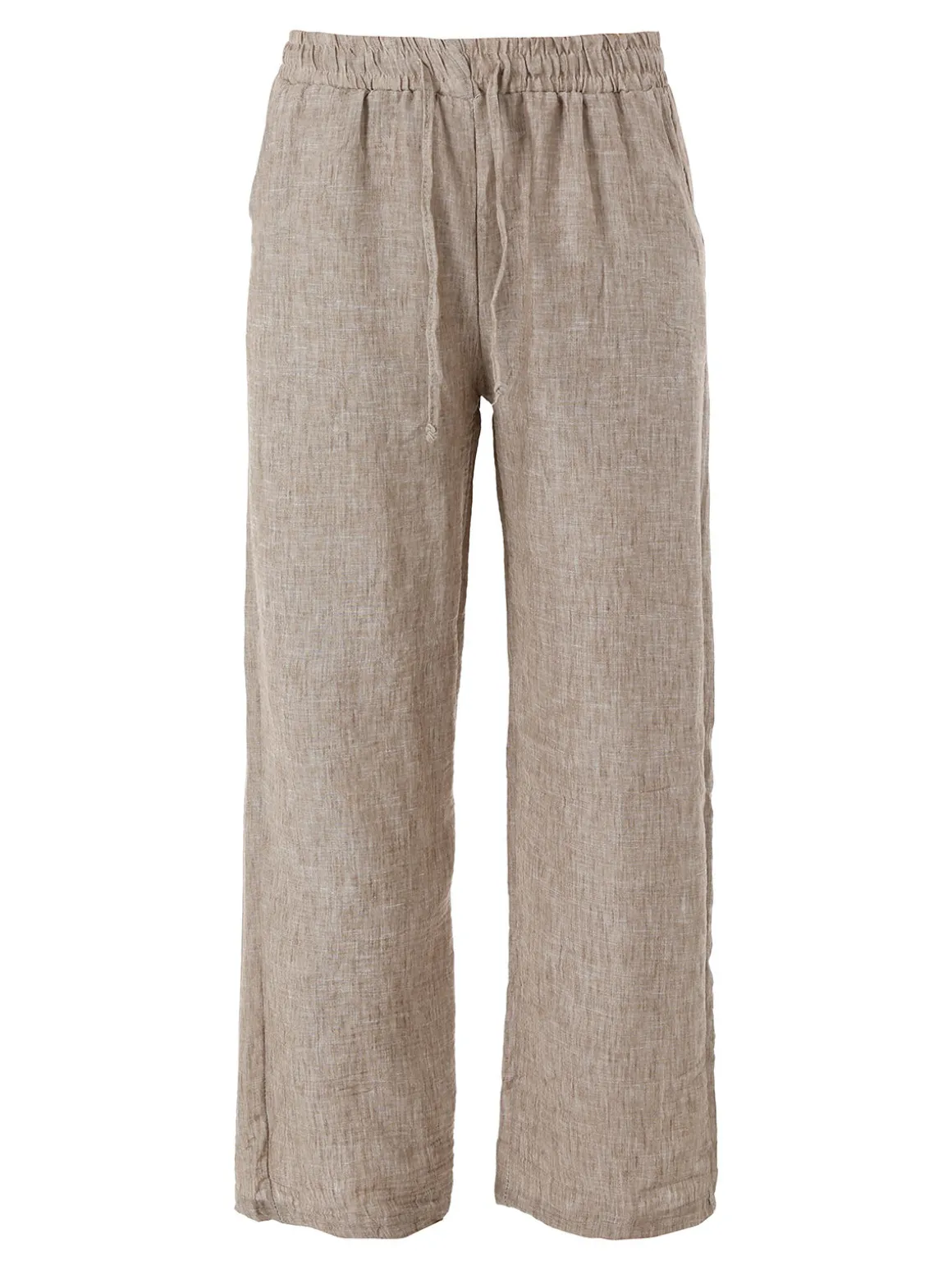 Solada Pantaloni donna leggeri a gamba larga con coulisse - khaki