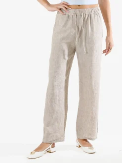 Solada Pantaloni donna leggeri a gamba larga con coulisse - pistacchio