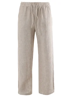 Solada Pantaloni donna leggeri a gamba larga con coulisse - pistacchio
