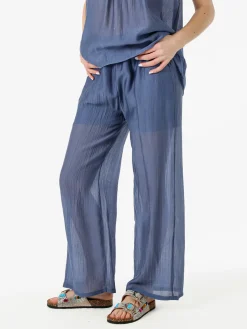 Solada Pantaloni donna leggeri a gamba larga - pistacchio