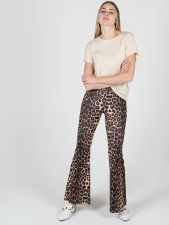 Solada Pantaloni donna maculati con finale a zampa