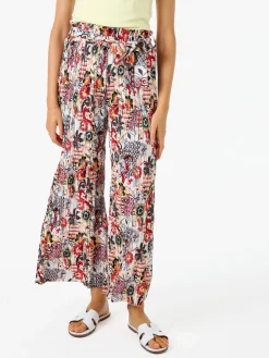 Solada Pantaloni donna plissettati a gamba larga con stampe - blu