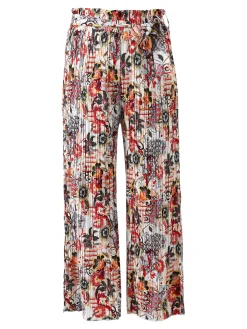 Solada Pantaloni donna plissettati a gamba larga con stampe - bianco