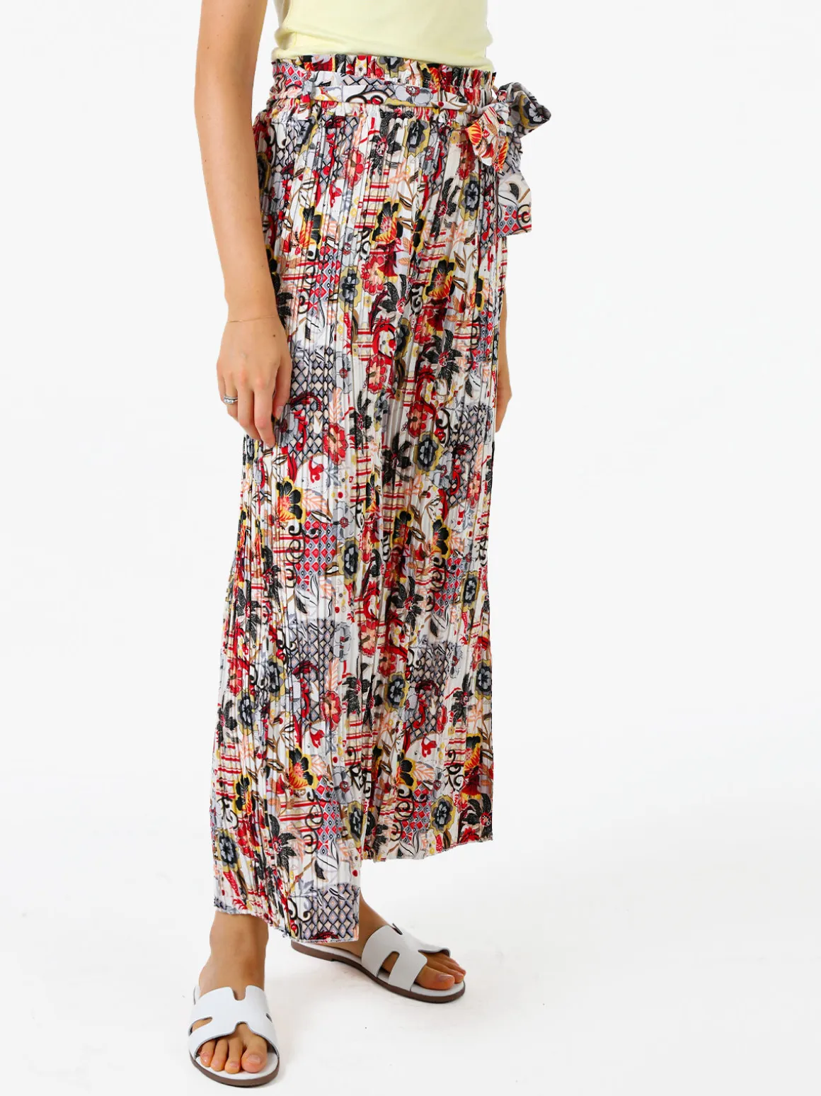 Solada Pantaloni donna plissettati a gamba larga con stampe - blu