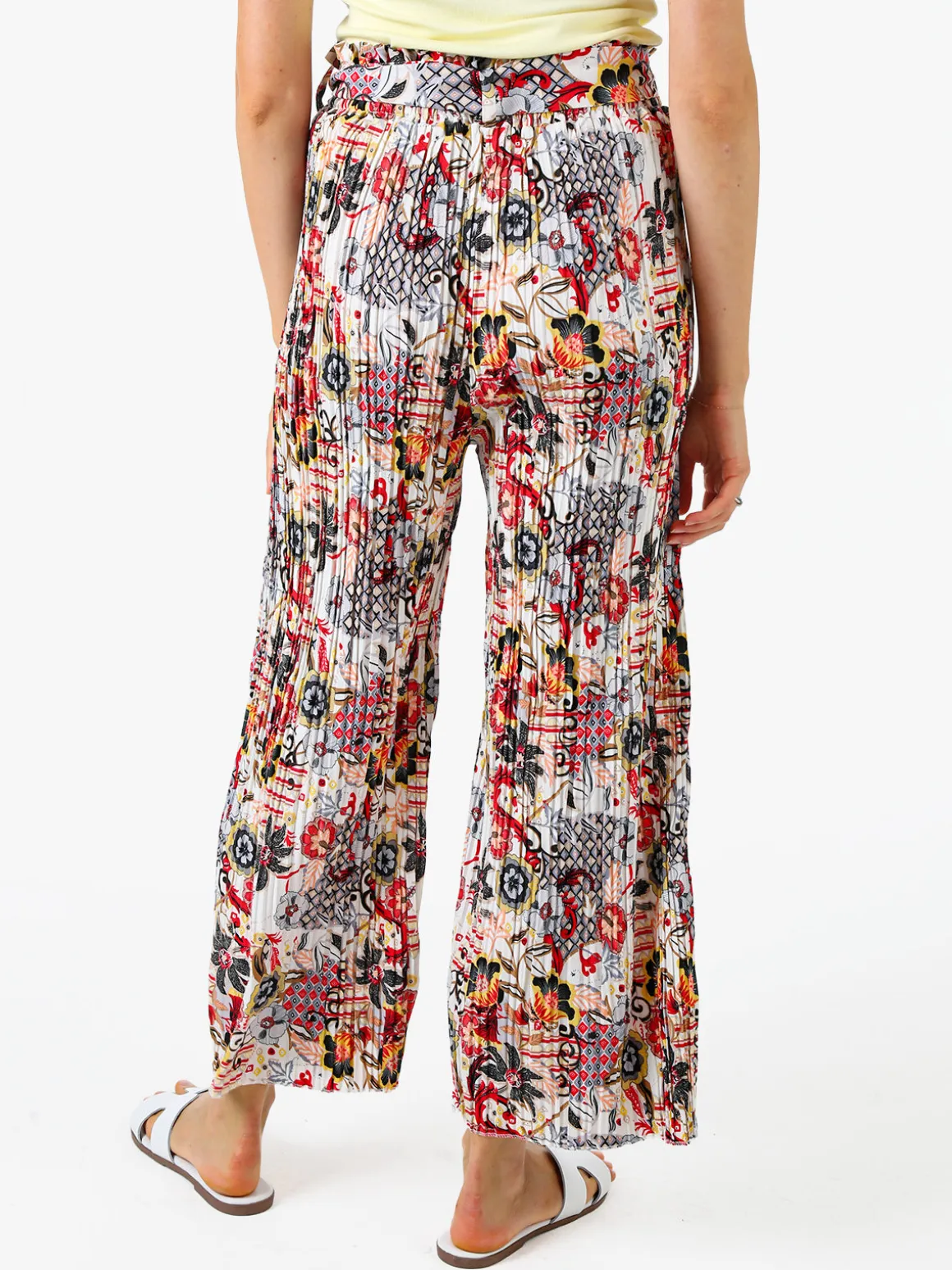 Solada Pantaloni donna plissettati a gamba larga con stampe - blu