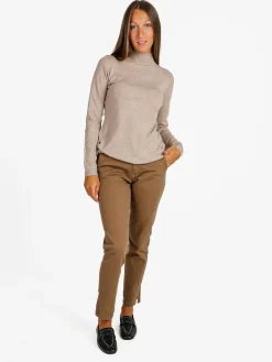 Solada Pantaloni donna slim fit a vita bassa - marrone