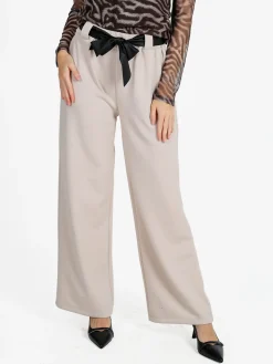 Solada Pantaloni donna vita alta a gamba larga - beige