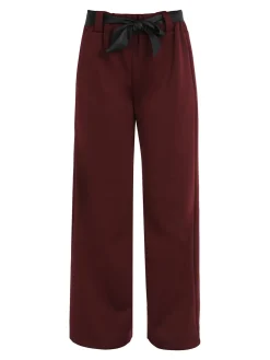 Solada Pantaloni donna vita alta a gamba larga - bordeaux