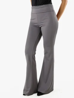 Solada Pantaloni eleganti a zampa con pizzo in vita - grigio