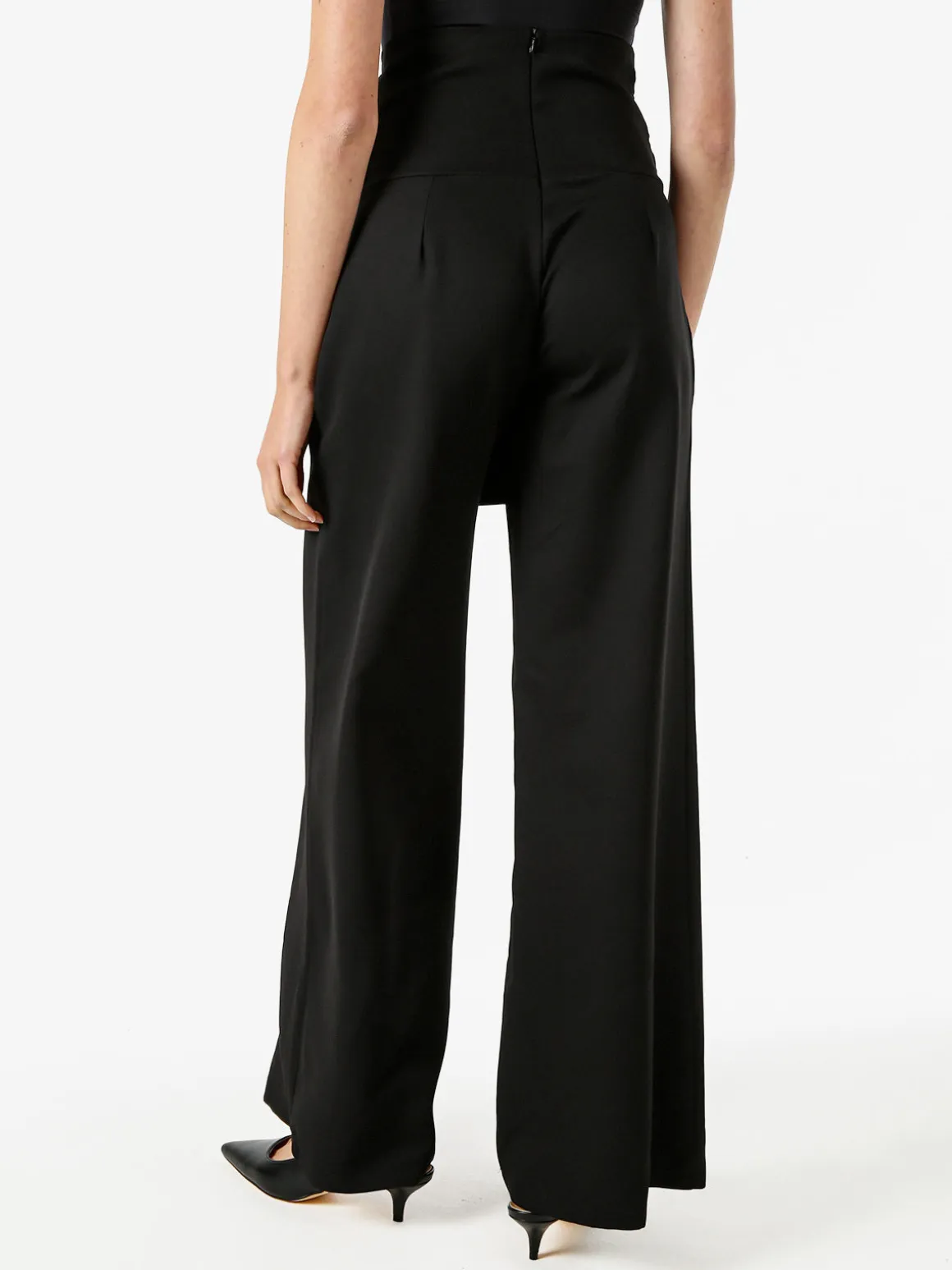 Solada Pantaloni eleganti da donna a vita alta con dettaglio - nero