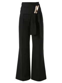 Solada Pantaloni eleganti da donna a vita alta con dettaglio - nero