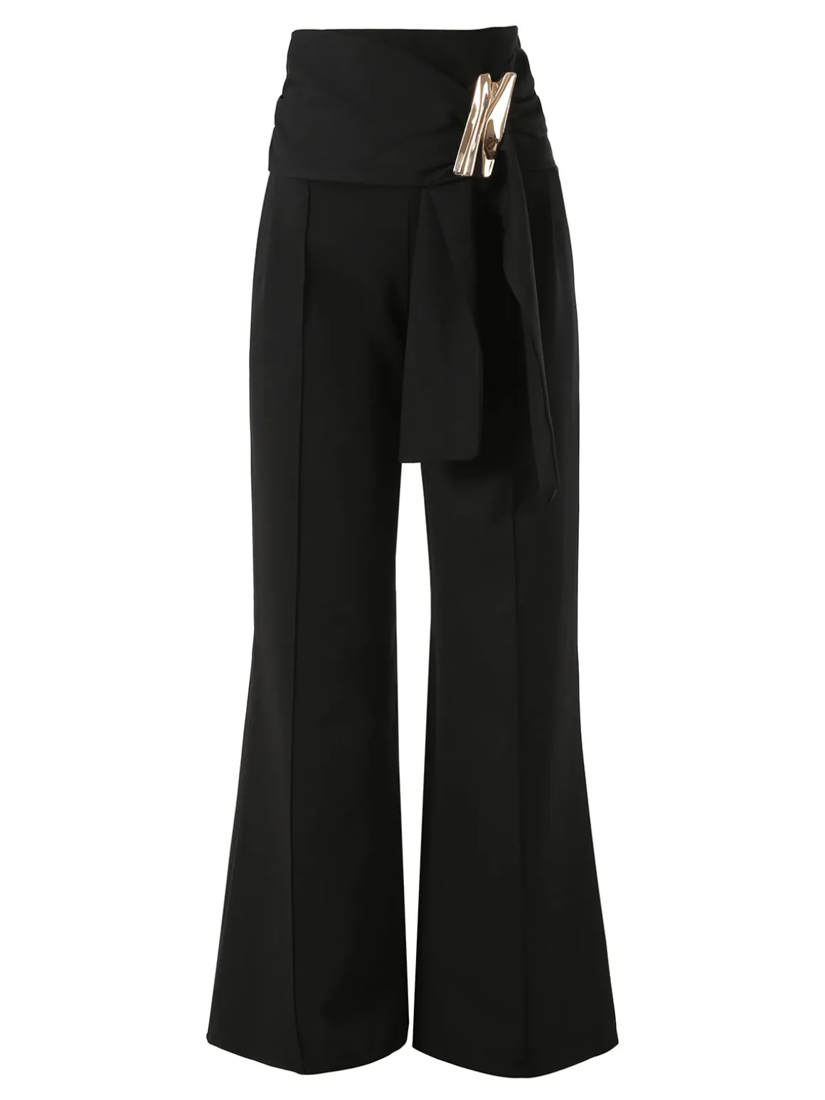 Solada Pantaloni eleganti da donna a vita alta con dettaglio - nero